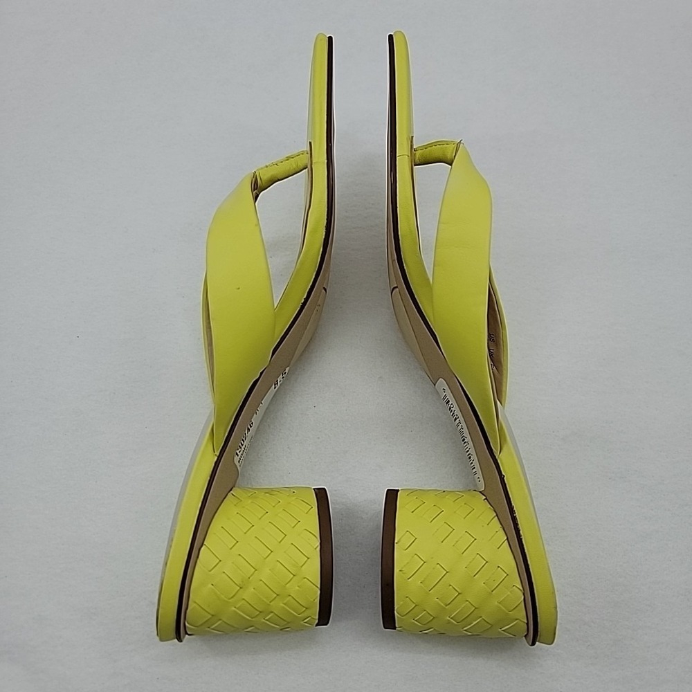 FRANCO SARTO Women's Moah Bright Yellow Thong Kitten Block Heels Woven Sz 8.5M - Picture 8 of 10